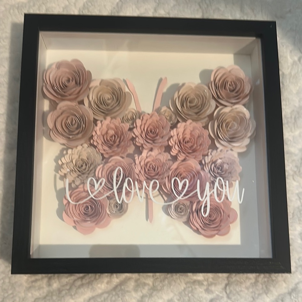 Floral Shadow Box with Pink Roses - Picture 2 of 12